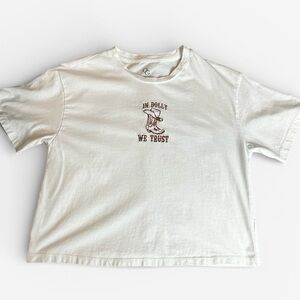Organic Generation “In Dolly We Trust” Embroidered Tee
Size Small | 100% Cotton